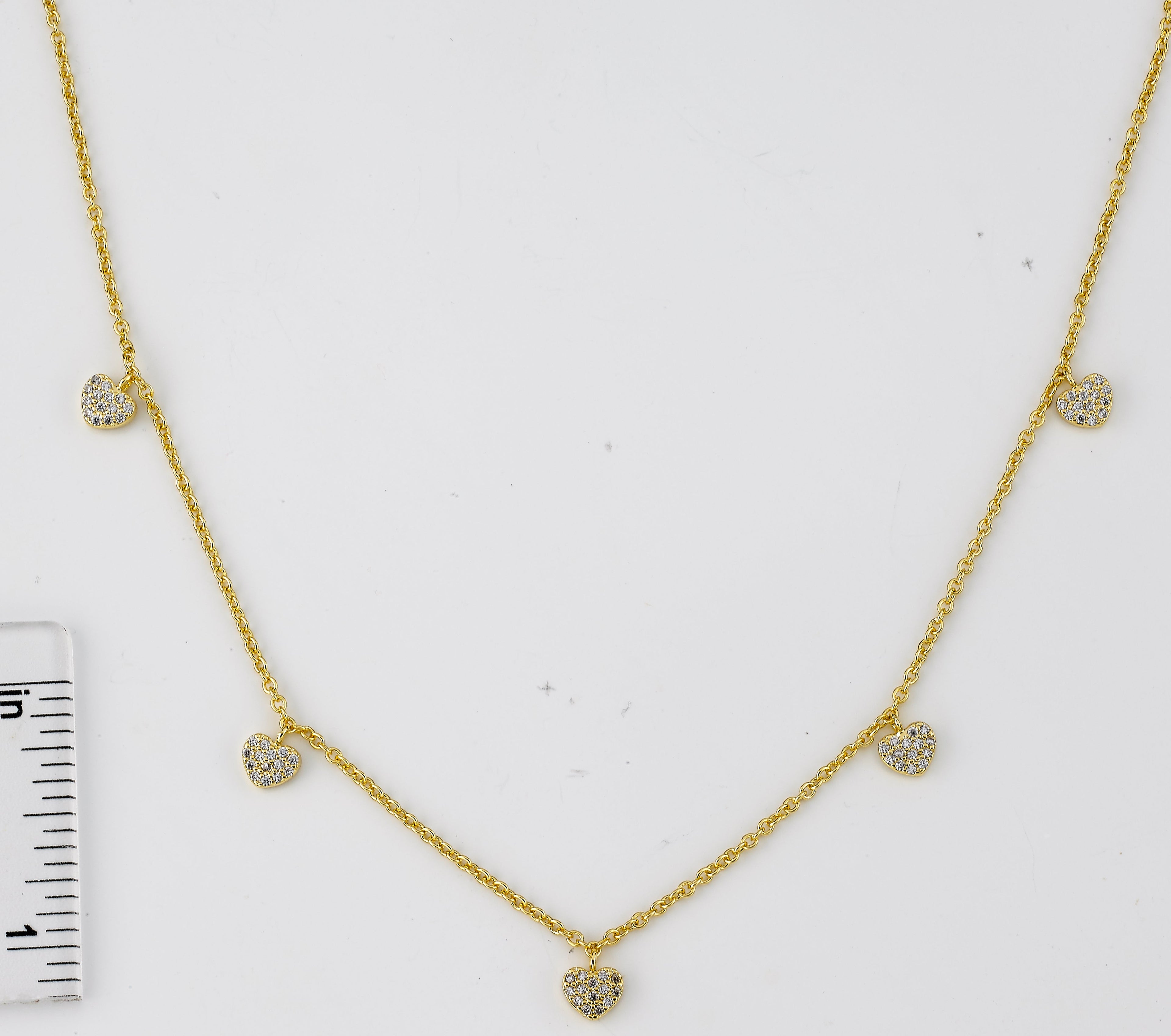 CZ Hearts Dangle Necklace