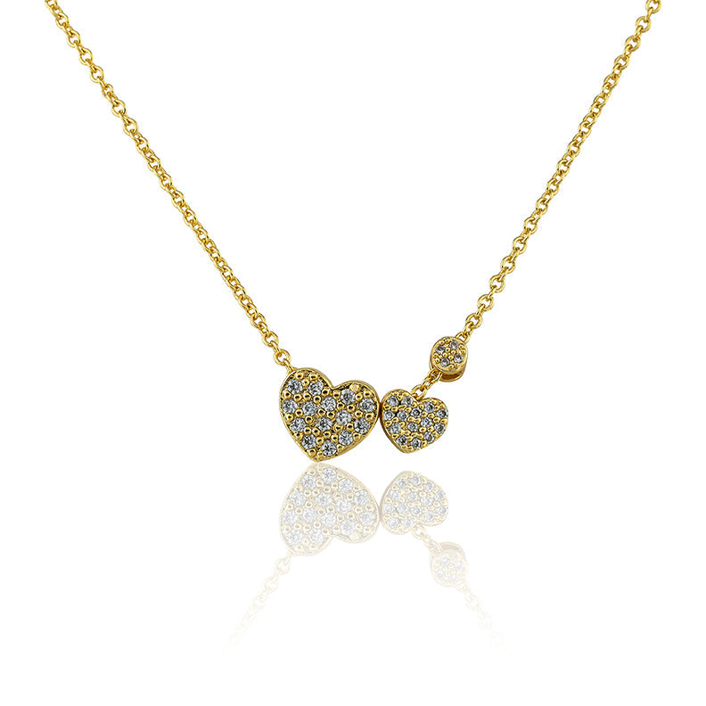 CZ Filled Double Heart Slide Necklace