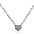 Rhodium Plated Small Heart Flower Necklace