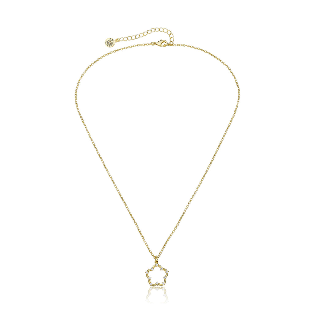Cz Studded Rope Flower Necklace
