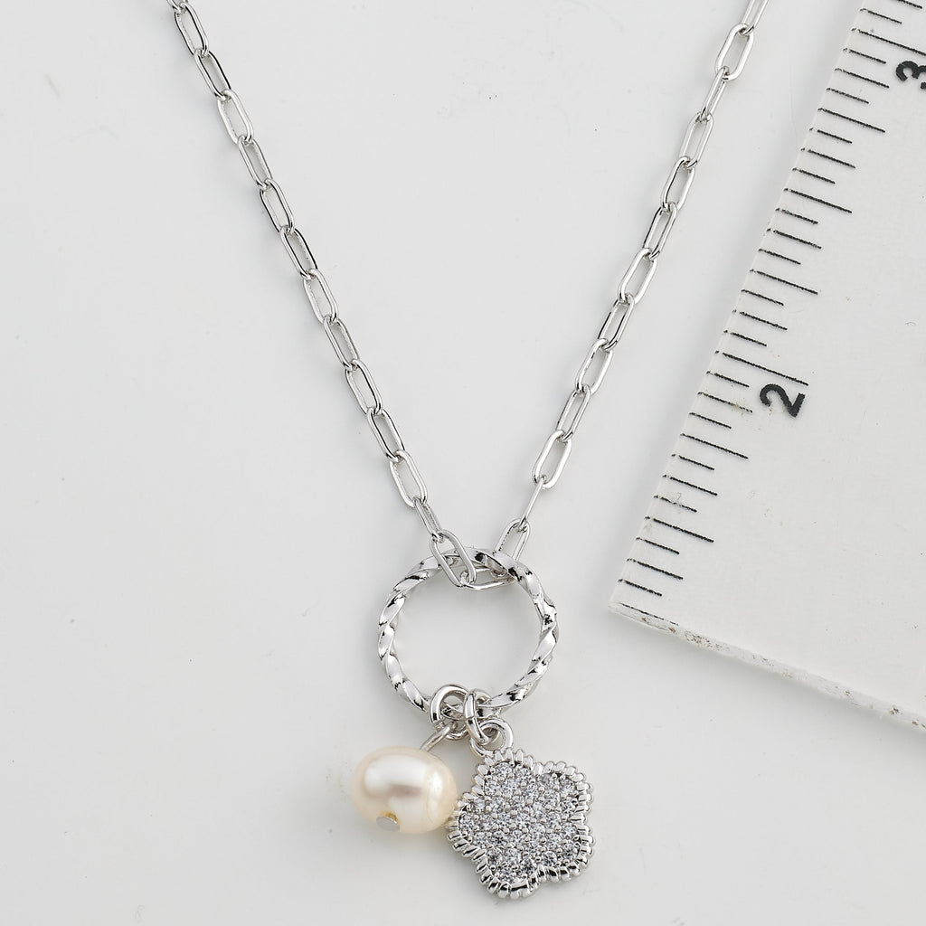 Micro Pave Flower Necklace