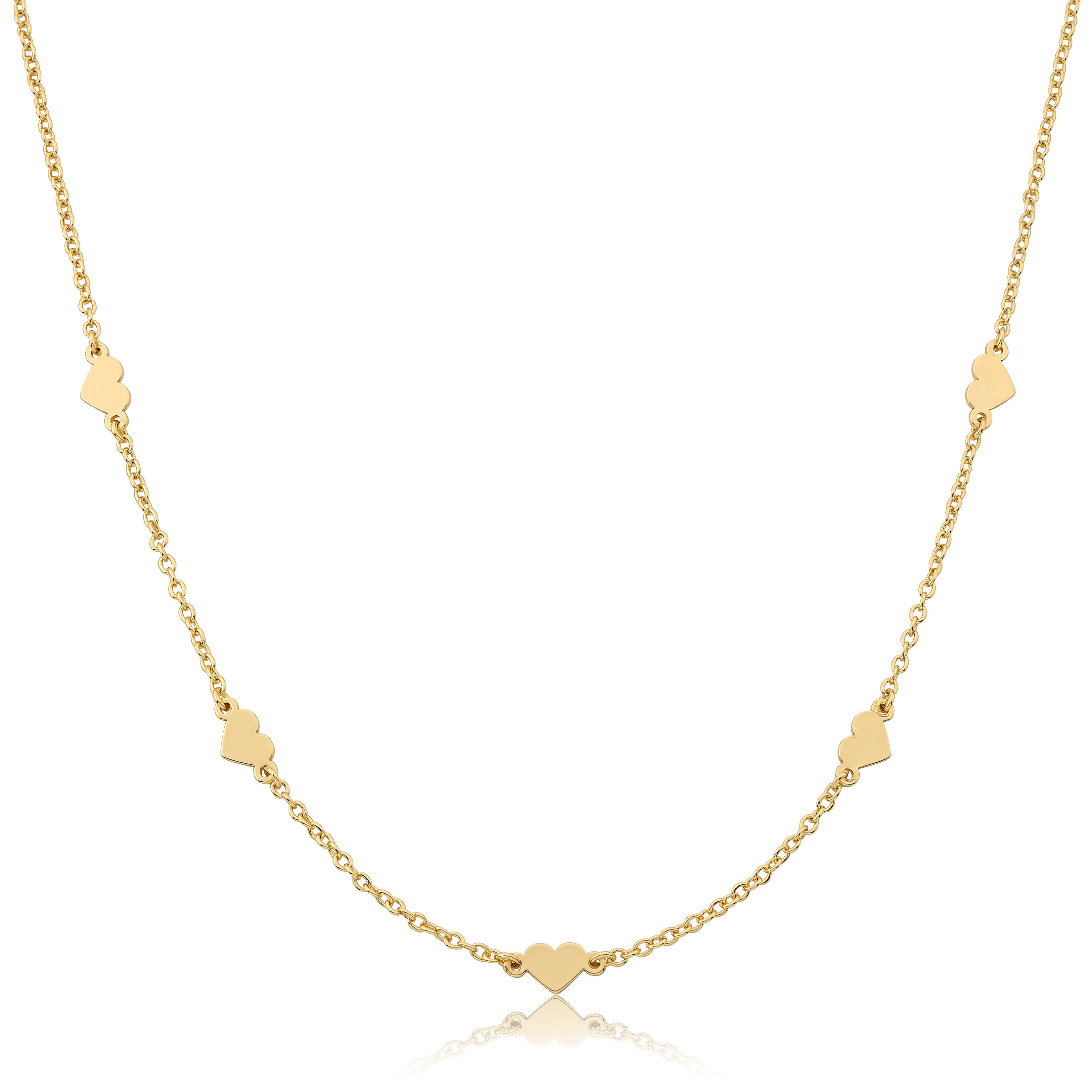 14K Gold Plated Heart Station Necklace