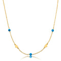 14K Gold Plated Hearts Station Necklace