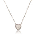 LMTS Classic! Brushed  Cz Framed  Heart Chain Necklace