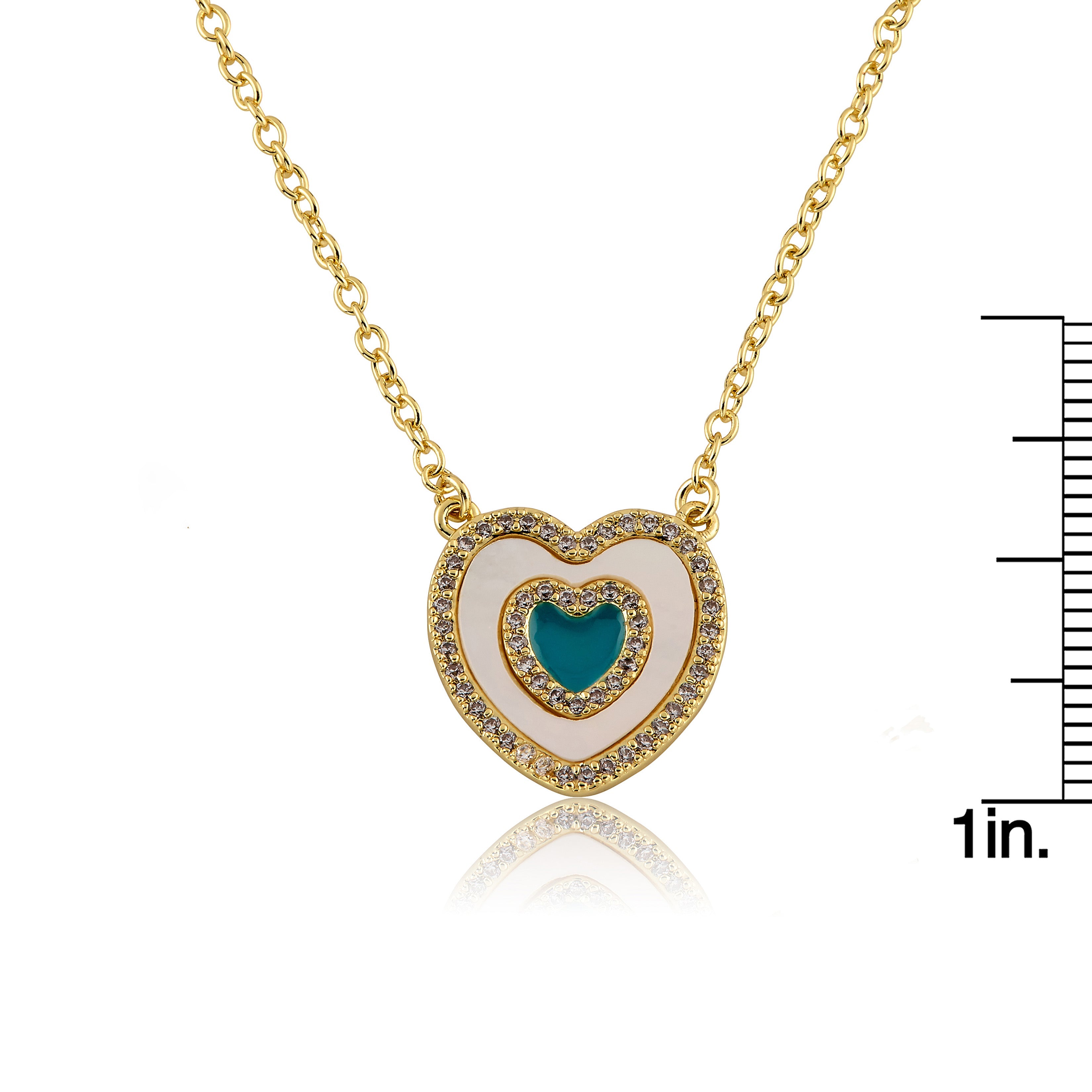 Brushed  Cz Framed Mother Of Pearl & Turquoise Center Necklace