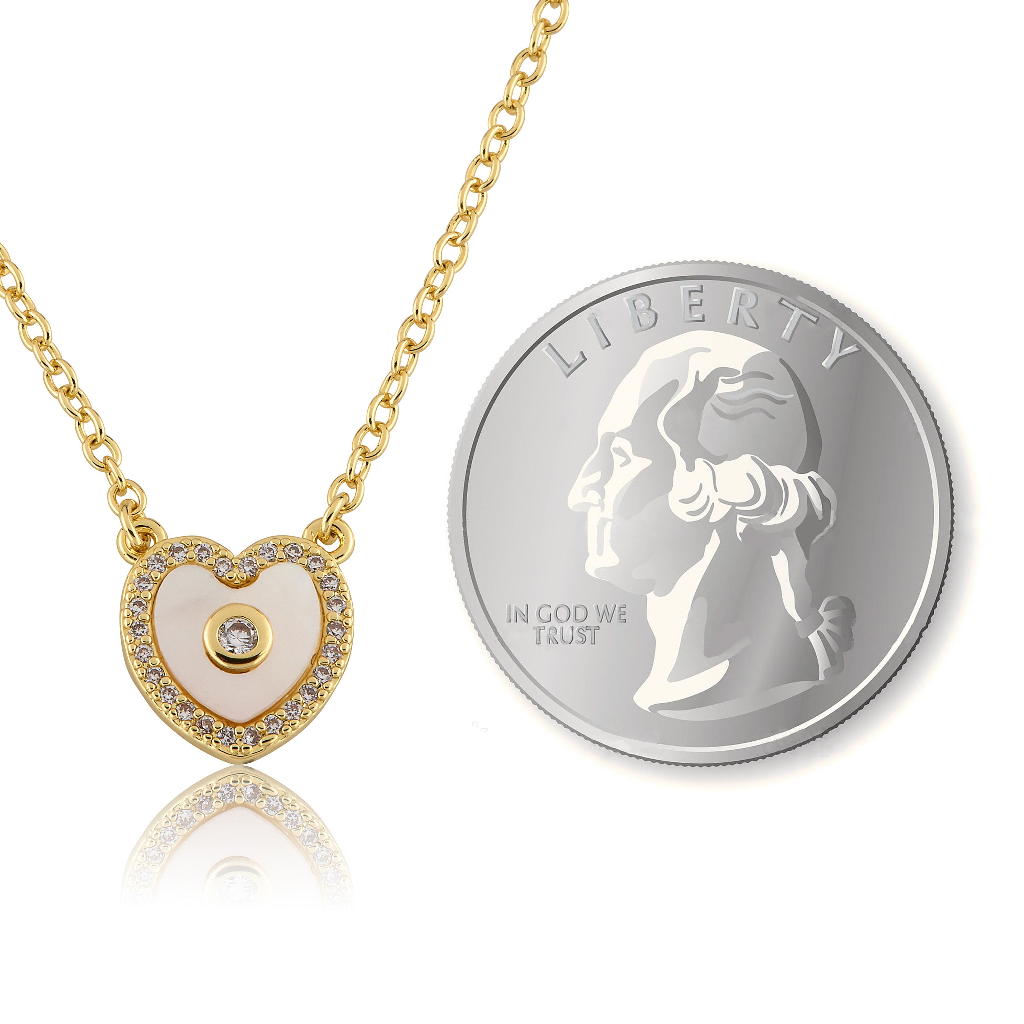 LMTS Classic! Cz Framed Heart Chain Necklace