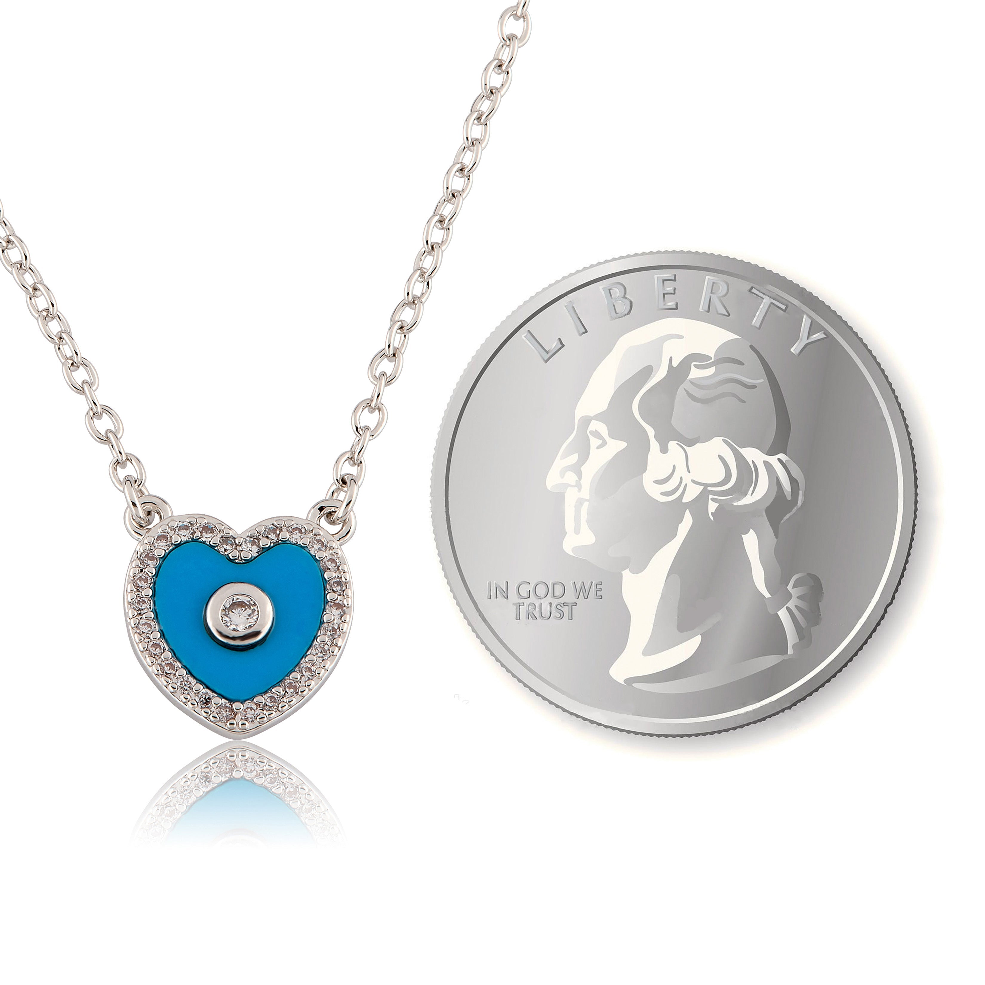 LMTS Classic! Cz Framed Heart Chain Necklace