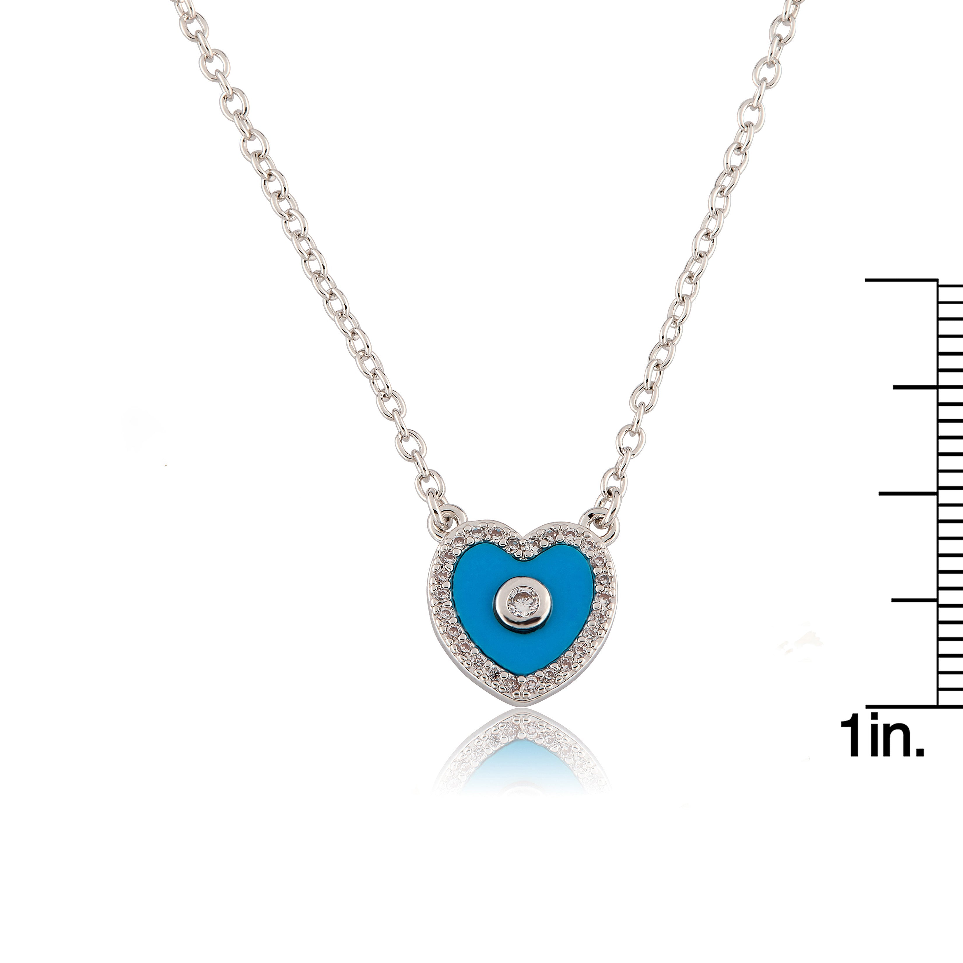 LMTS Classic! Cz Framed Heart Chain Necklace