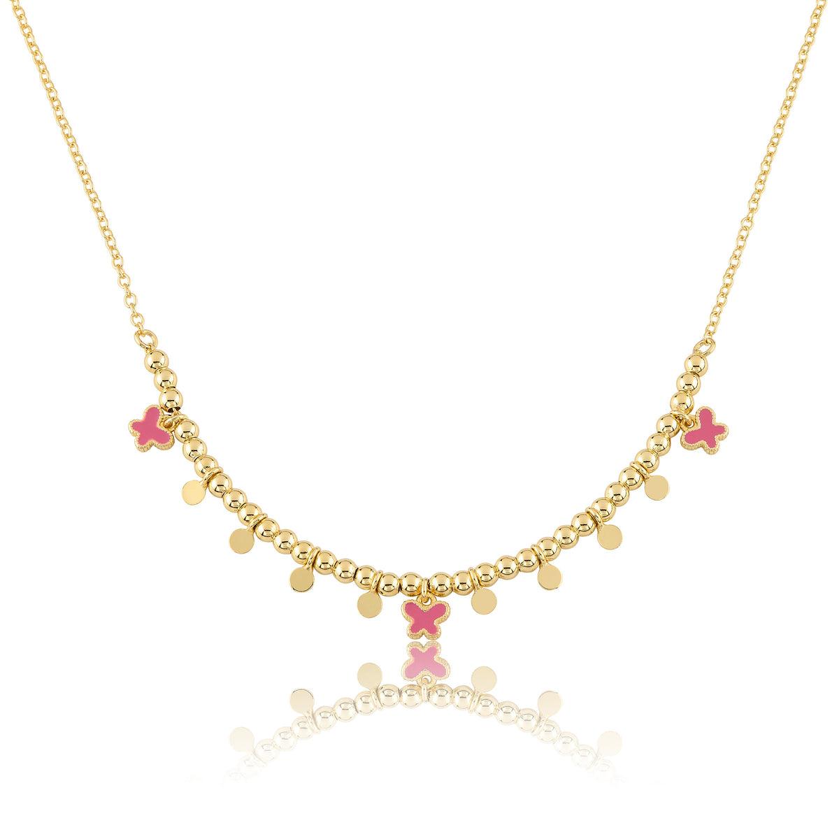 Bead & Disc Dangles Butterflies Necklace