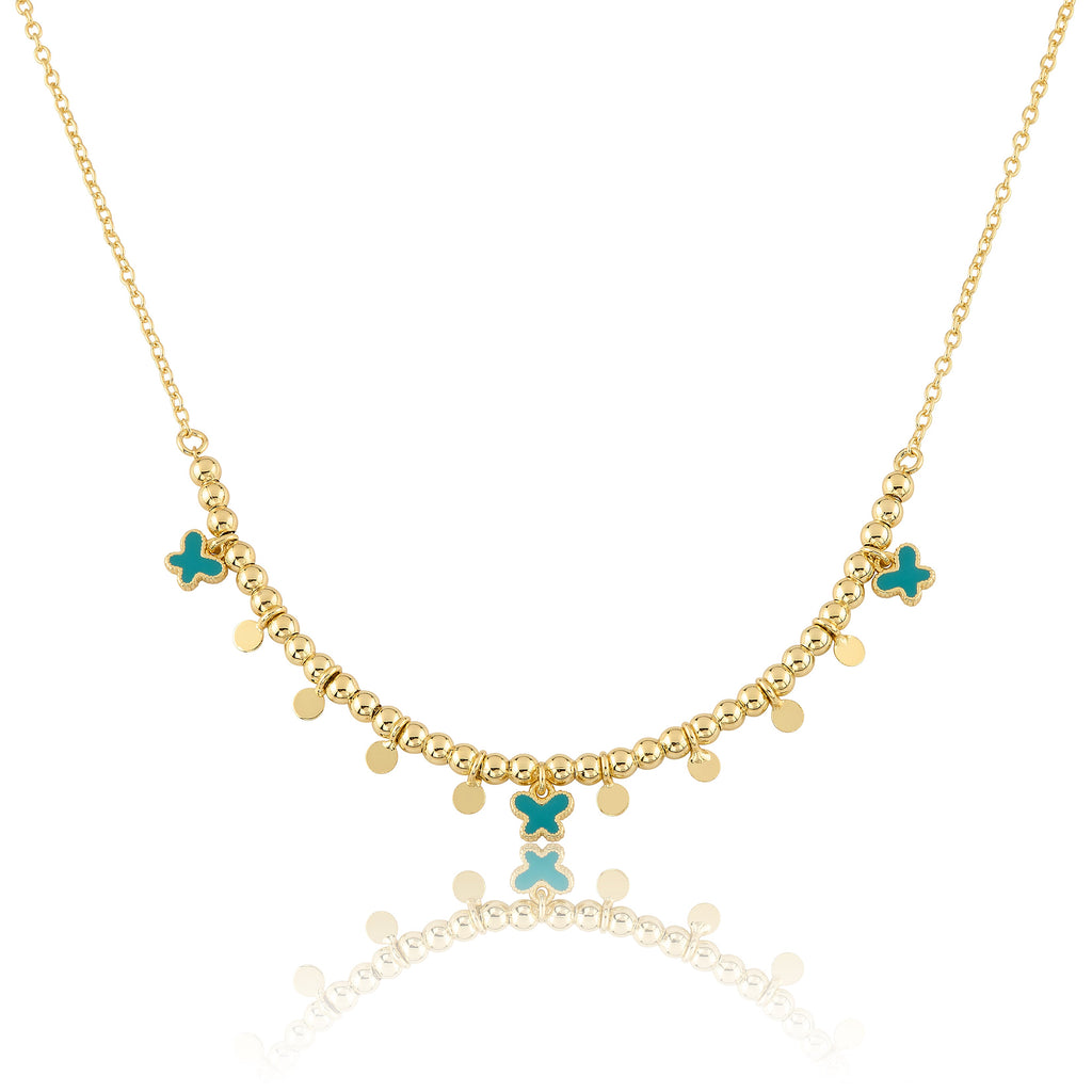 Bead & Disc Dangles Butterflies Necklace