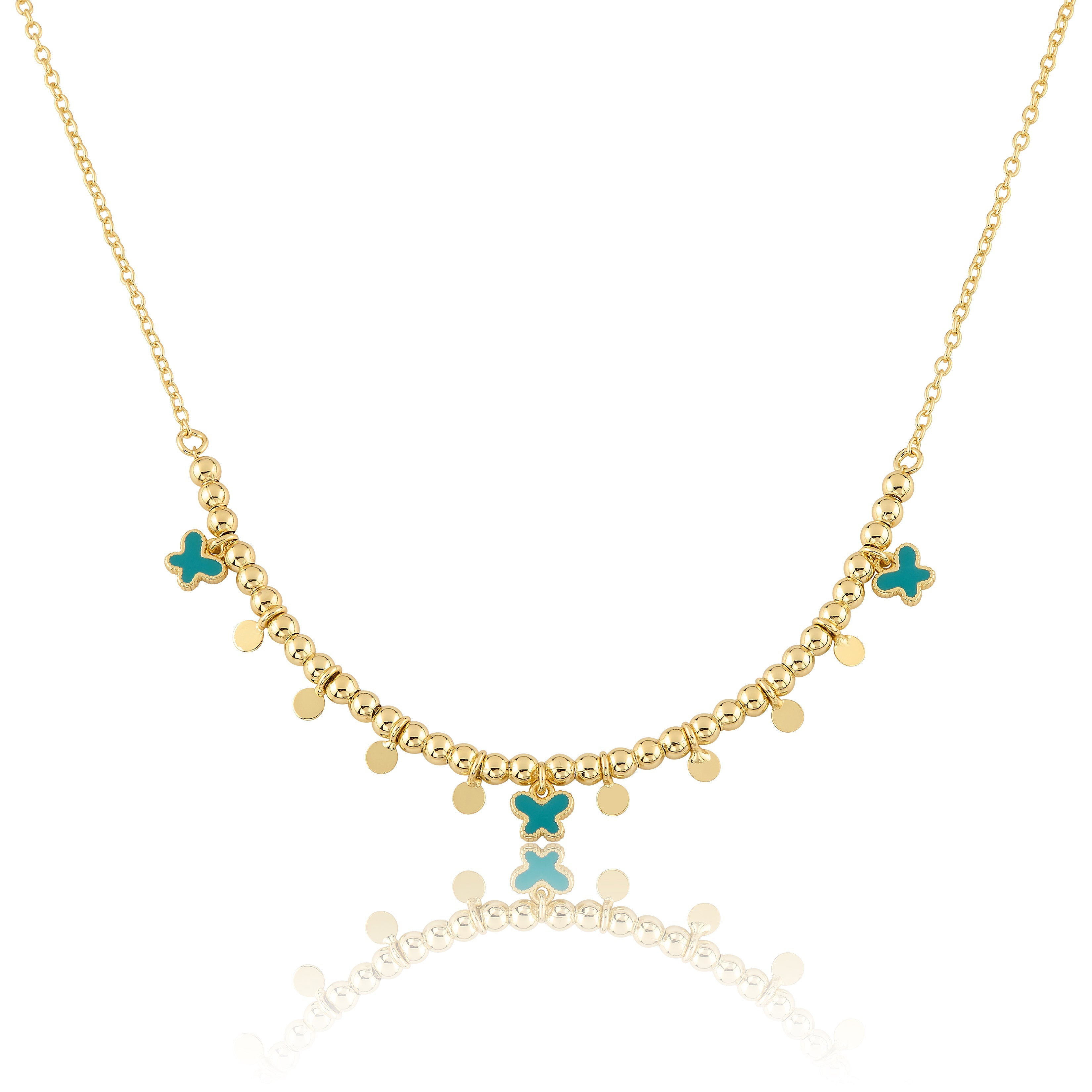 Bead & Disc Dangles Butterflies Necklace