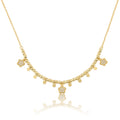 Bead & Disc Dangles CZ Flowers Necklace