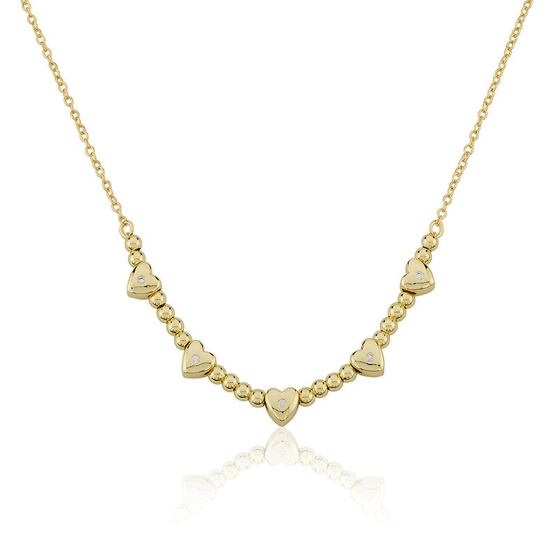 LMTS Classic! Bead & Hearts Station Necklace