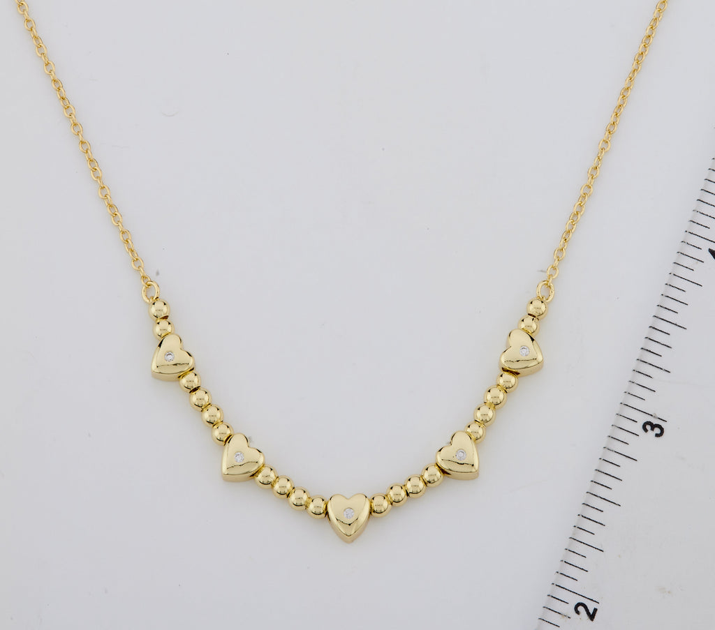 LMTS Classic! Bead & Hearts Station Necklace