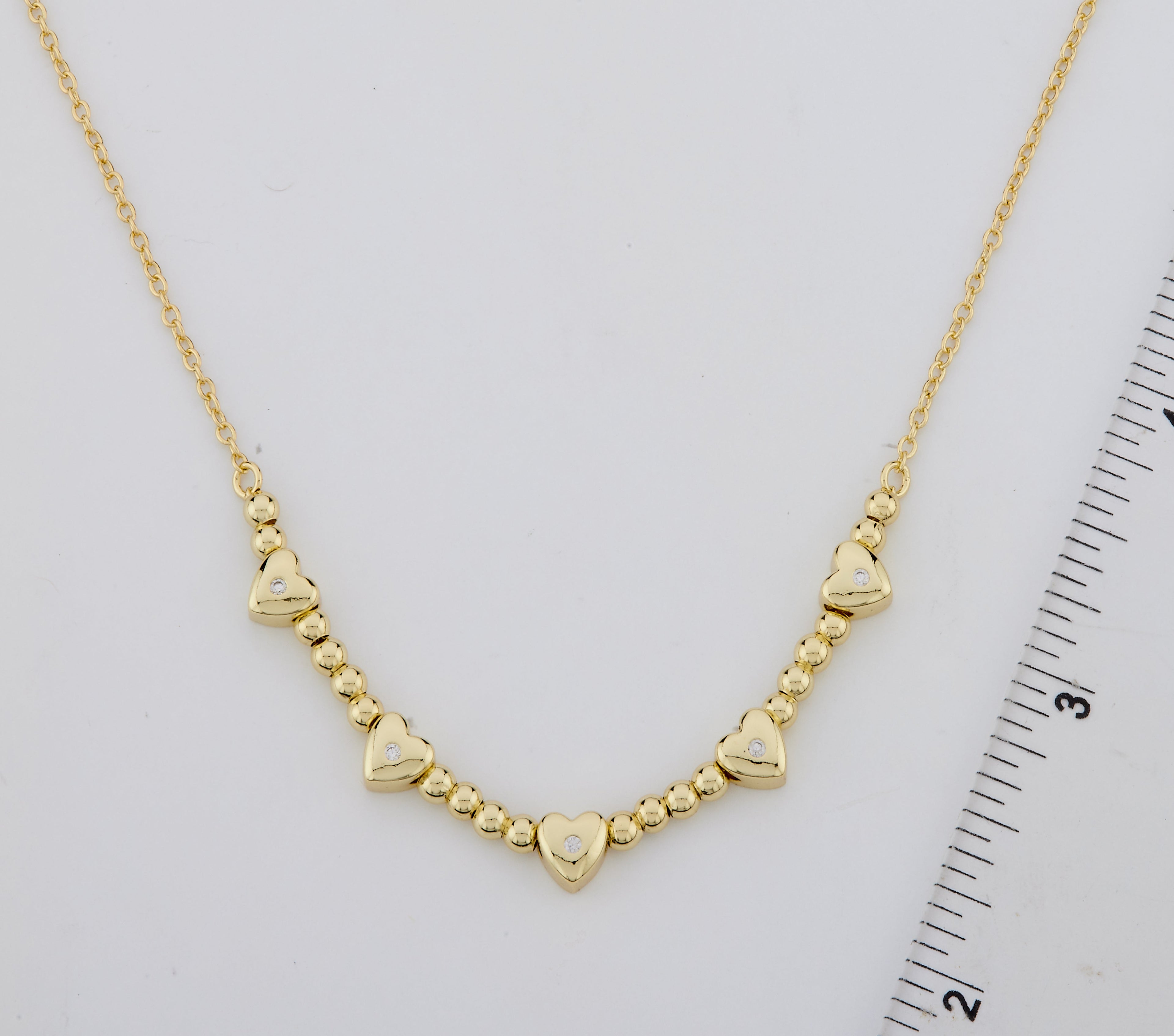 LMTS Classic! Bead & Hearts Station Necklace