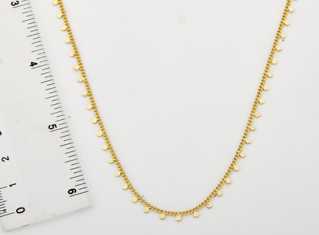 14K Gold Plated Link & Small Disc Dangles Necklace