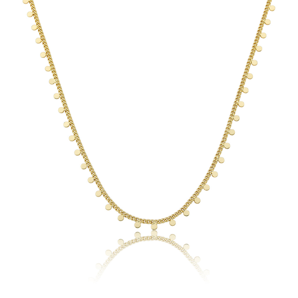 14K Gold Plated Link & Small Disc Dangles Necklace