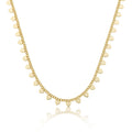 14K Gold Plated Link & Small Hearts Dangles Necklace