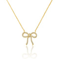 LMTS Classic! 14k Gold Plated Cz Bow Necklace