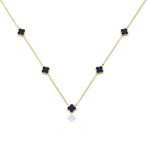 14K Gold Plated 8mm Clover Station Chain Necklace
