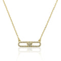 14K Gold Plated Necklace Accented With Cz Flower Bar Center
