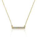 14K Gold Plated Necklace Accented With Cz Bar Center