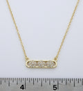 14K Gold Plated Necklace Accented With 3 Cz Flowers Bar Center