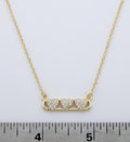 14K Gold Plated Necklace Accented With 3 Cz Hearts Bar Center