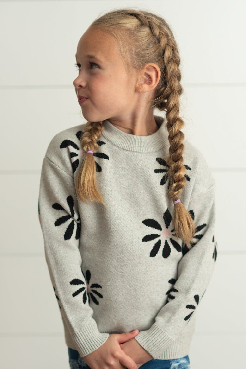 Gray Flower Sweater