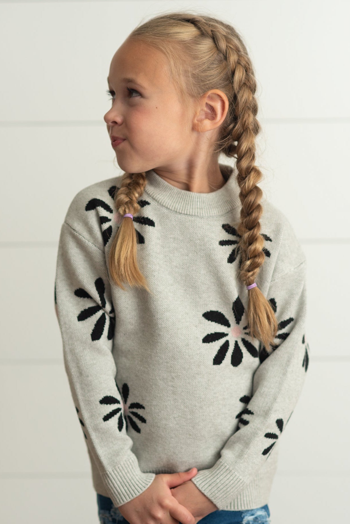 Gray Flower Sweater