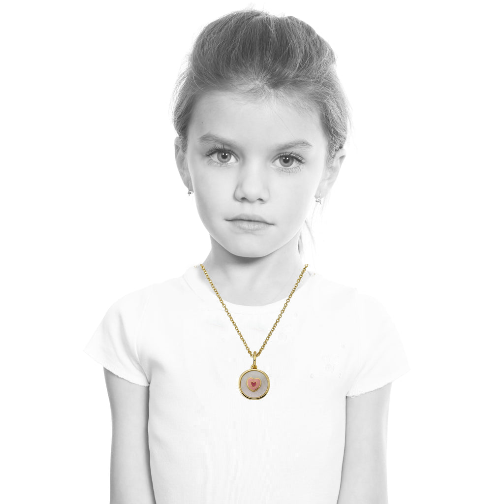 Mother Of Pearl Enamel Heart Necklace