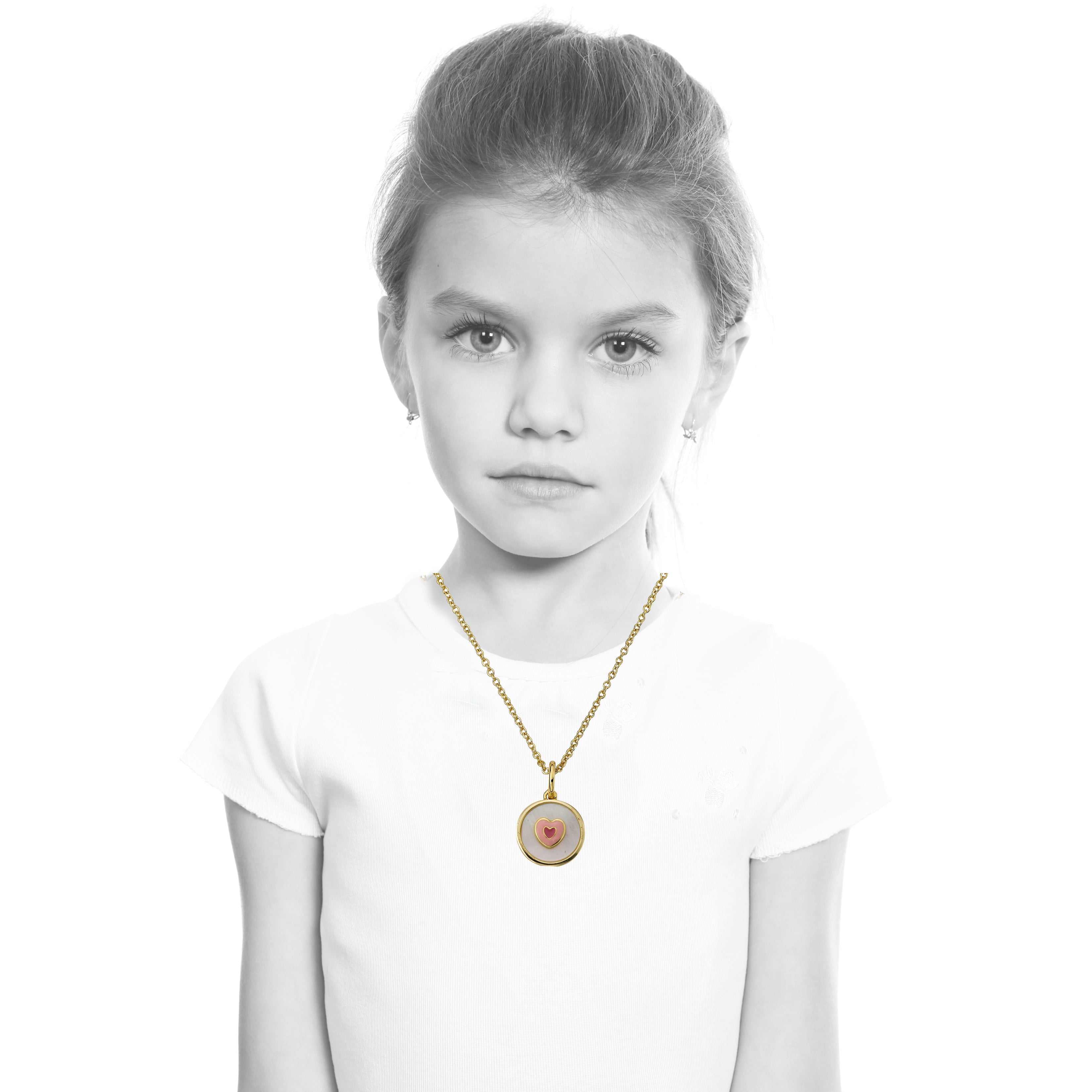Mother Of Pearl Enamel Heart Necklace