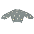 Girls Open Weave Long Sleeve Sweater in Soft Juniper