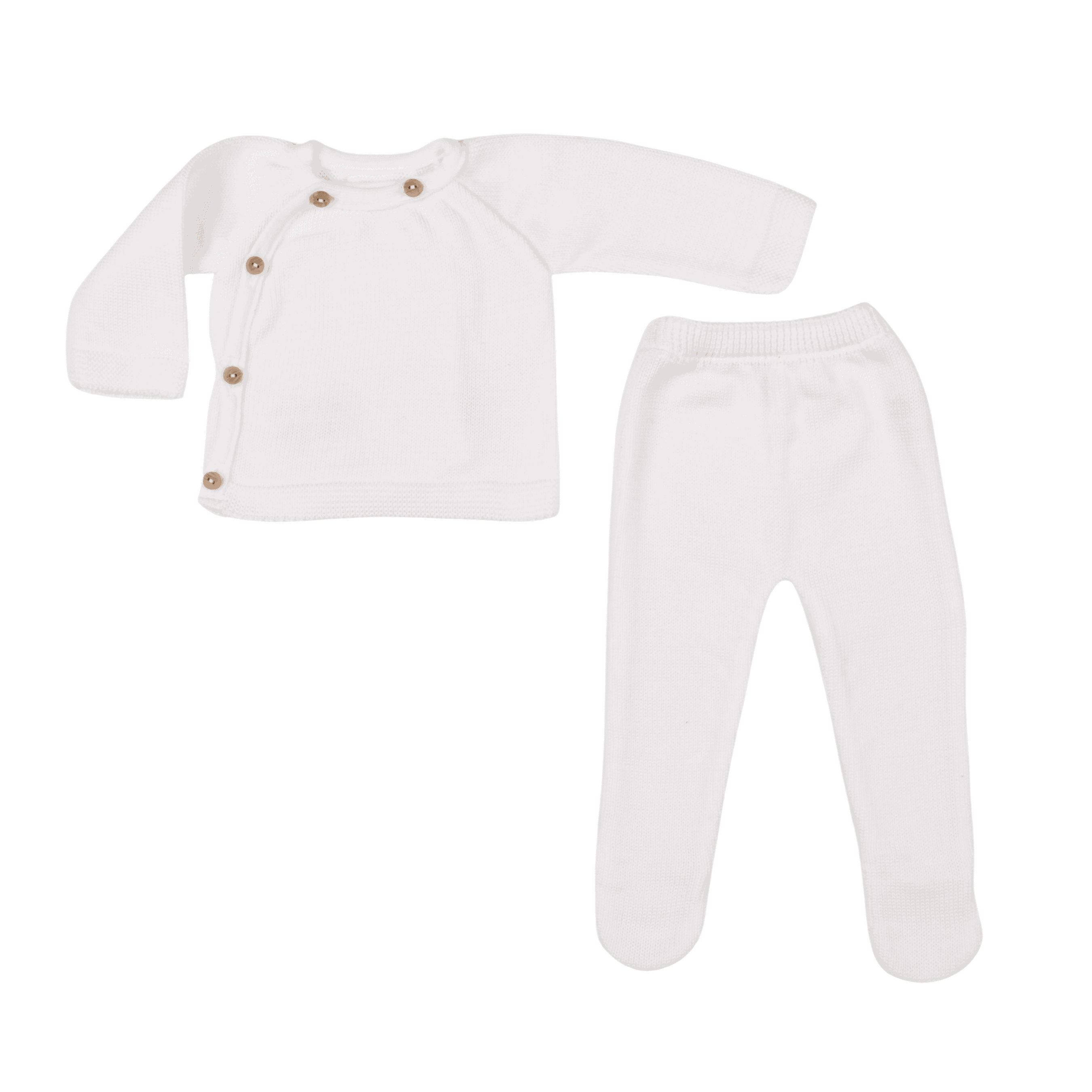 PETIT SWEENY | Baby White Organic Cotton Knit Set (2)
