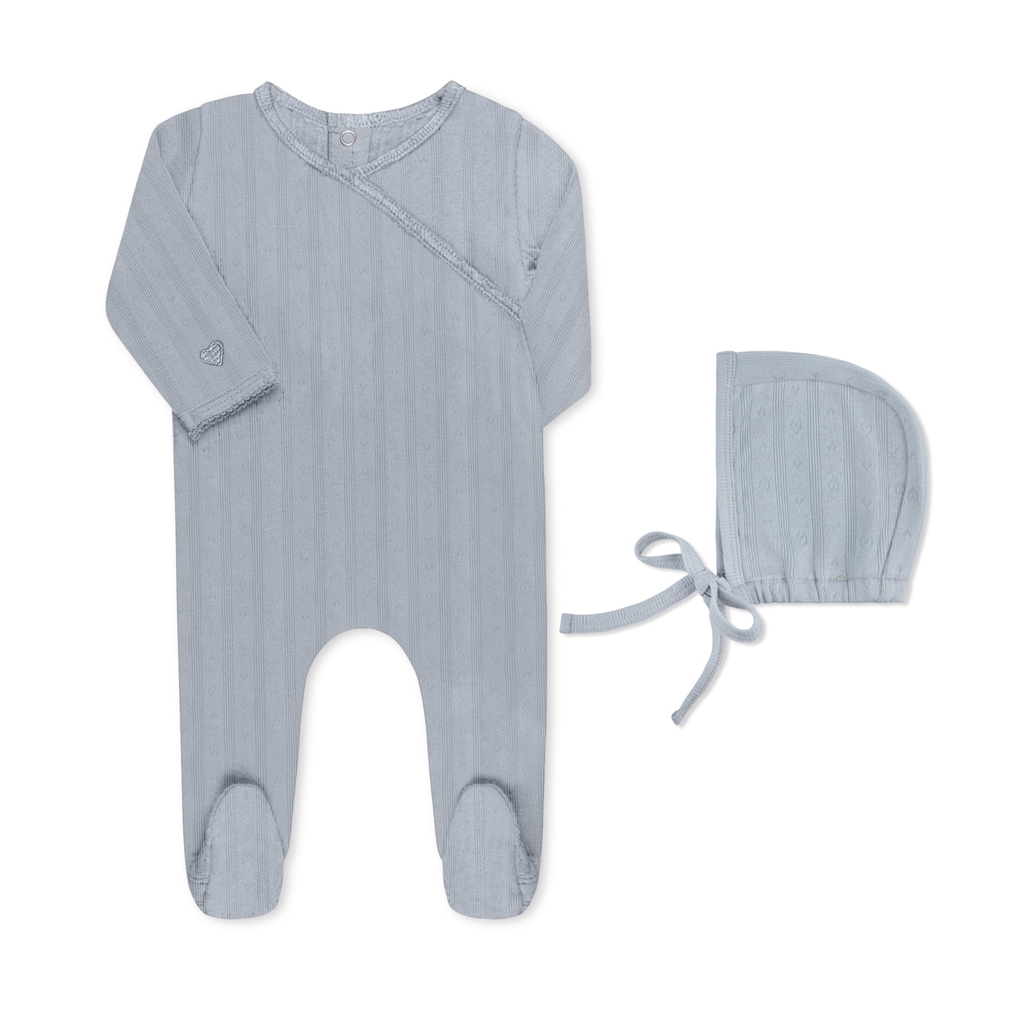 Pointelle Kimono Circle/Heart Footie