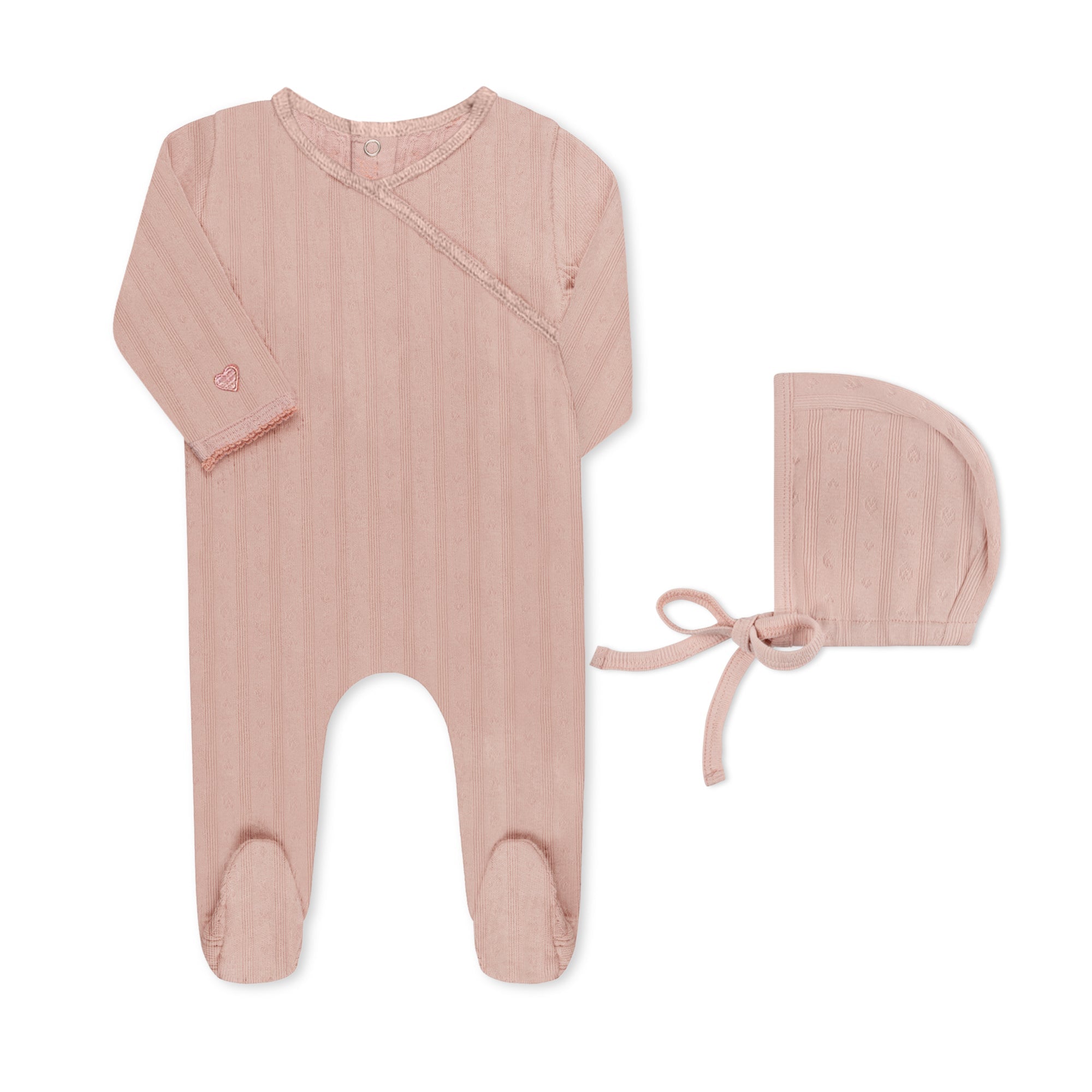 Pointelle Kimono Circle/Heart Footie