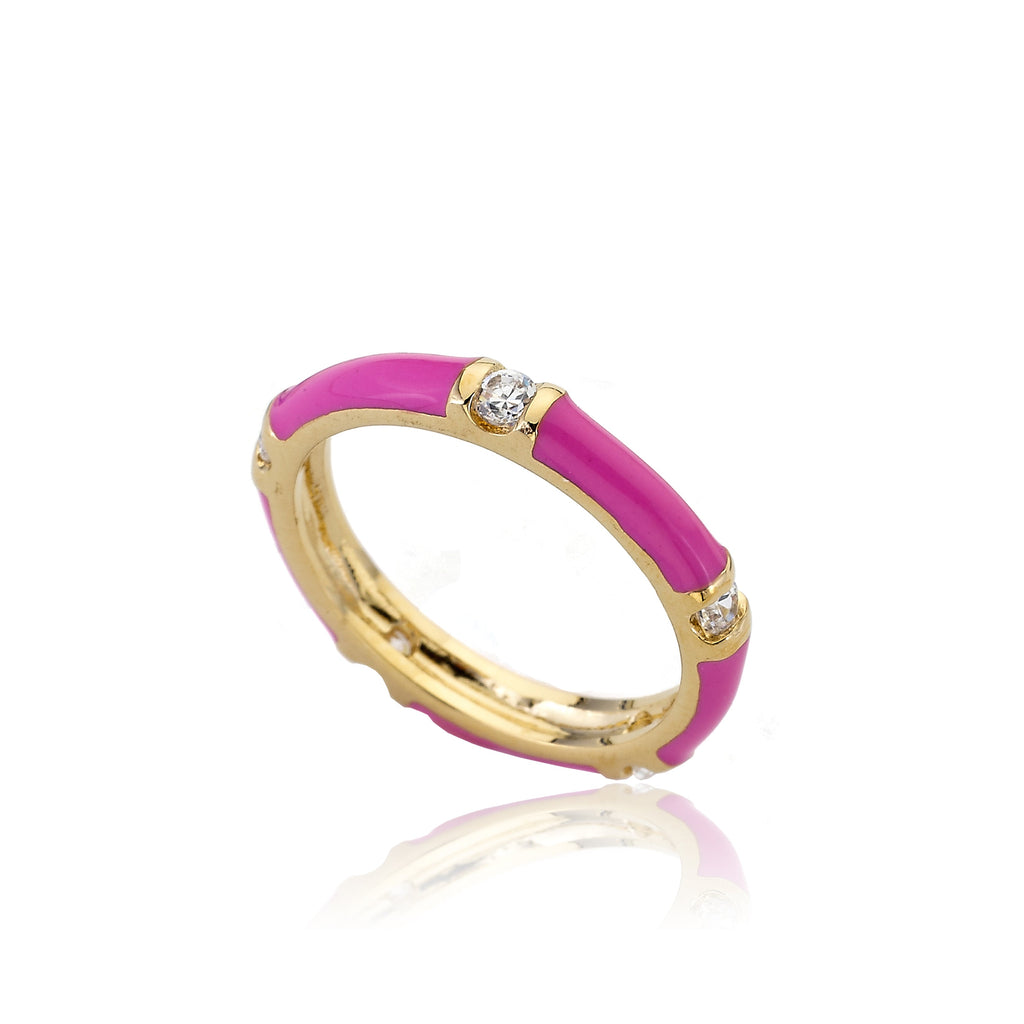 STACKABLE STUNNERS Enamel & Cubic Zirconia Thin Ring