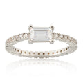 Rhodium Plated Cz Eternity Ring- Color Center Stone