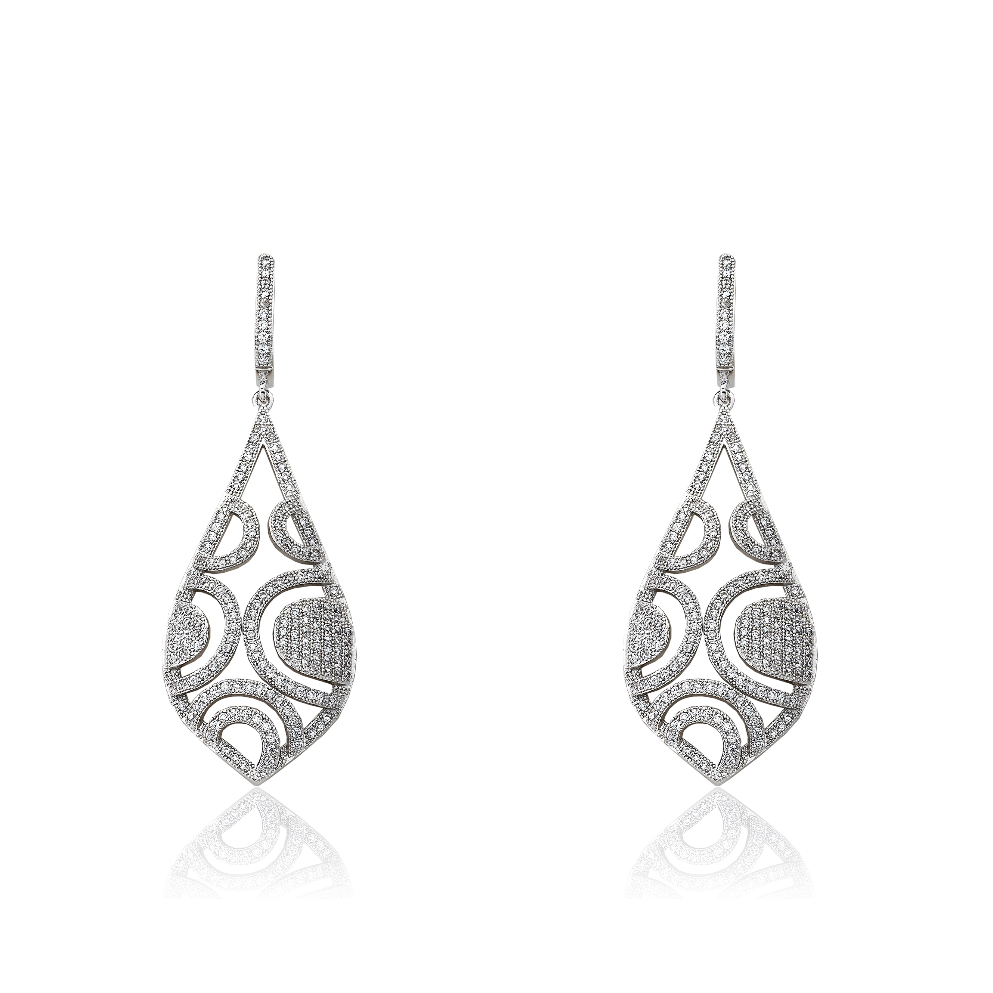 Micro-Pave Exquisite Open Teardrop Dangle Earrings
