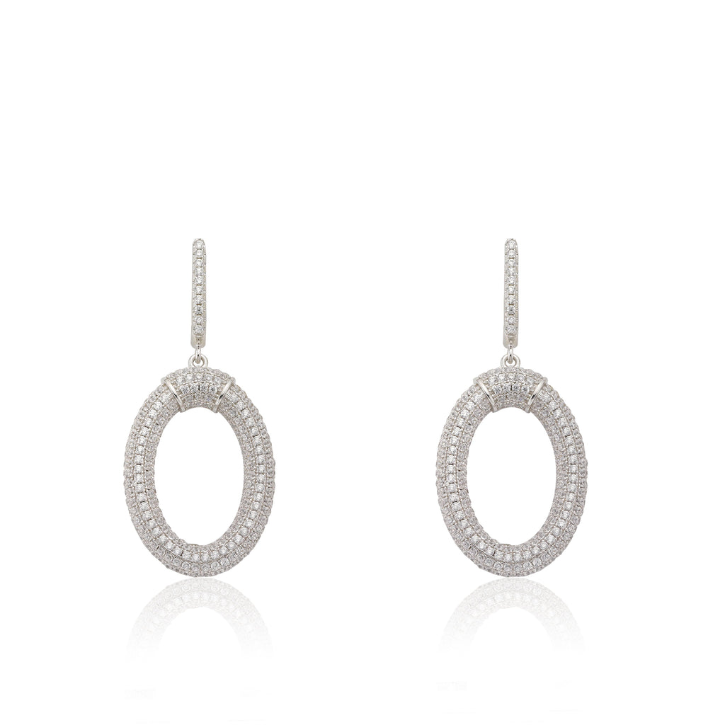 Micro Pave Rhodium O Shaped Earrings