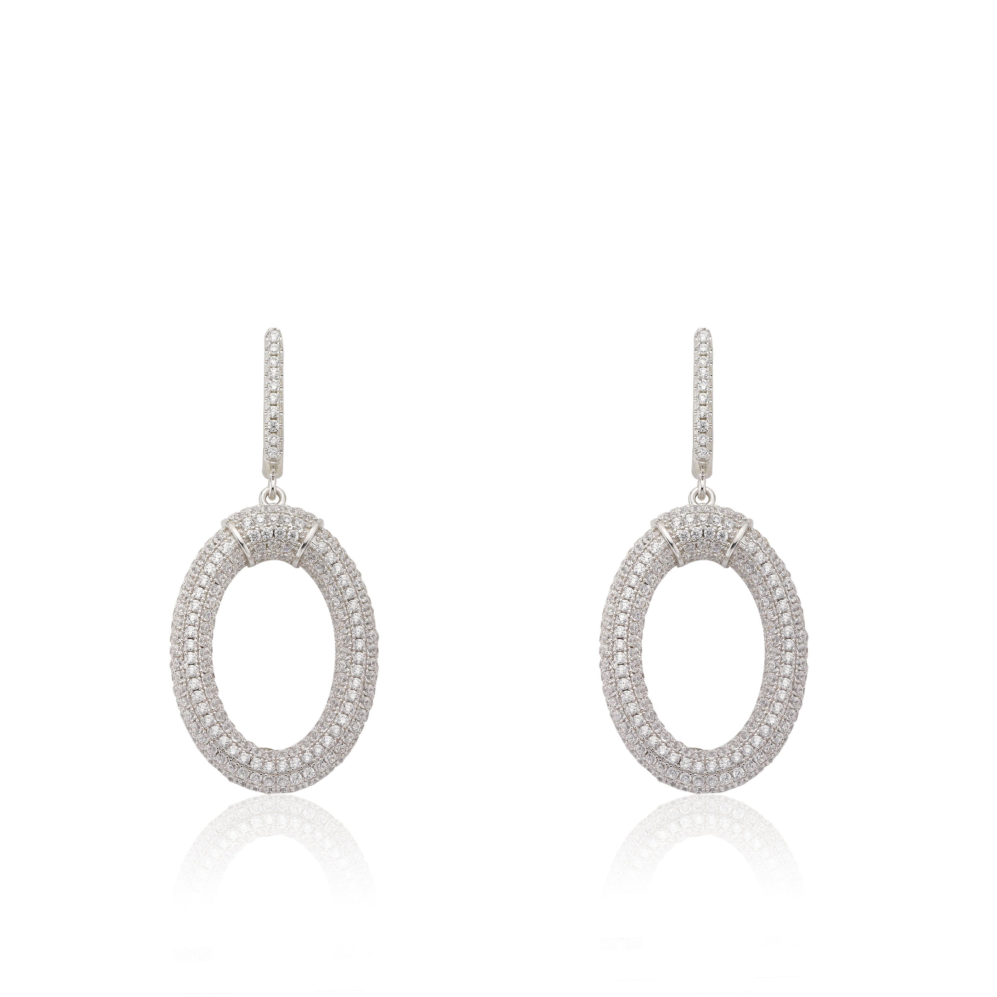 Micro Pave Rhodium O Shaped Earrings