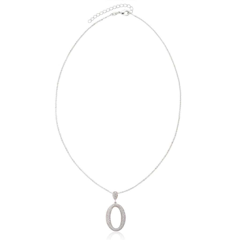 Micro Pave Rhodium O Shaped Necklace