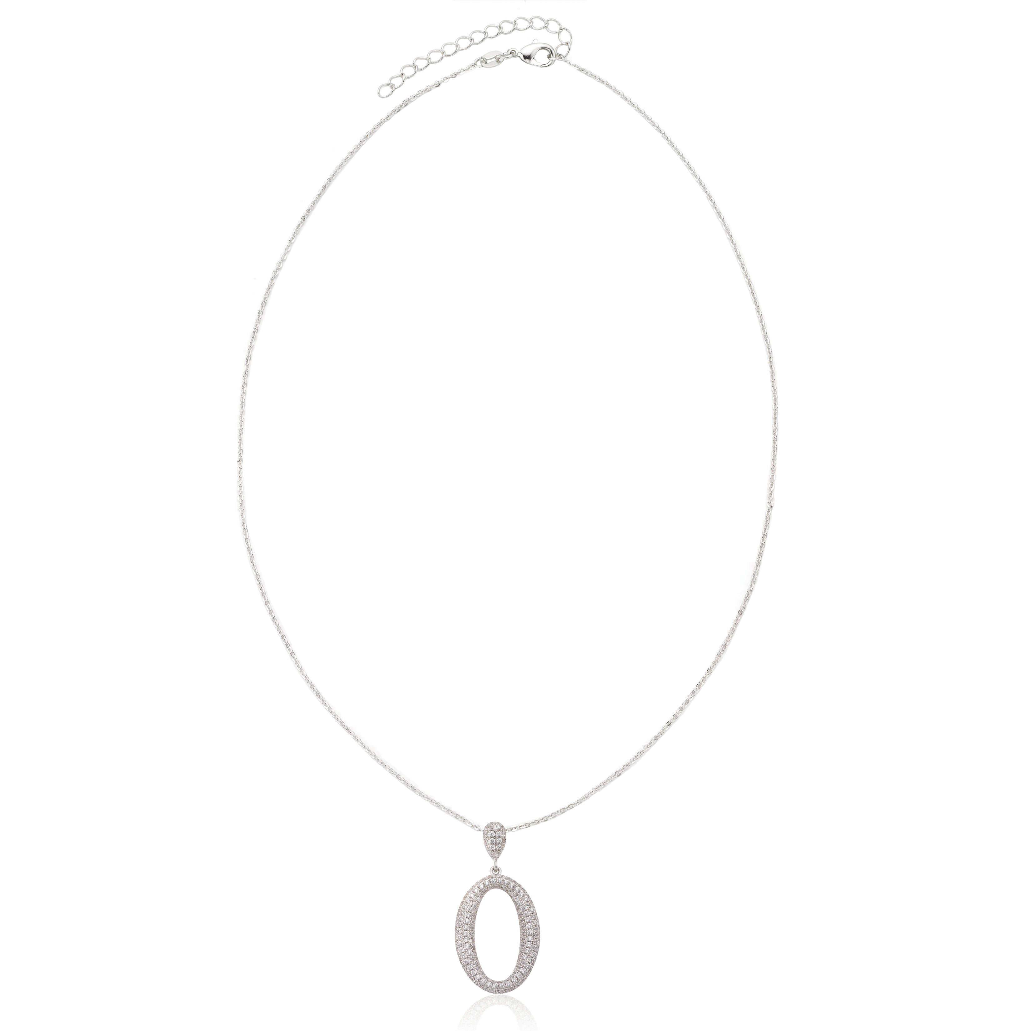 Micro Pave Rhodium O Shaped Necklace