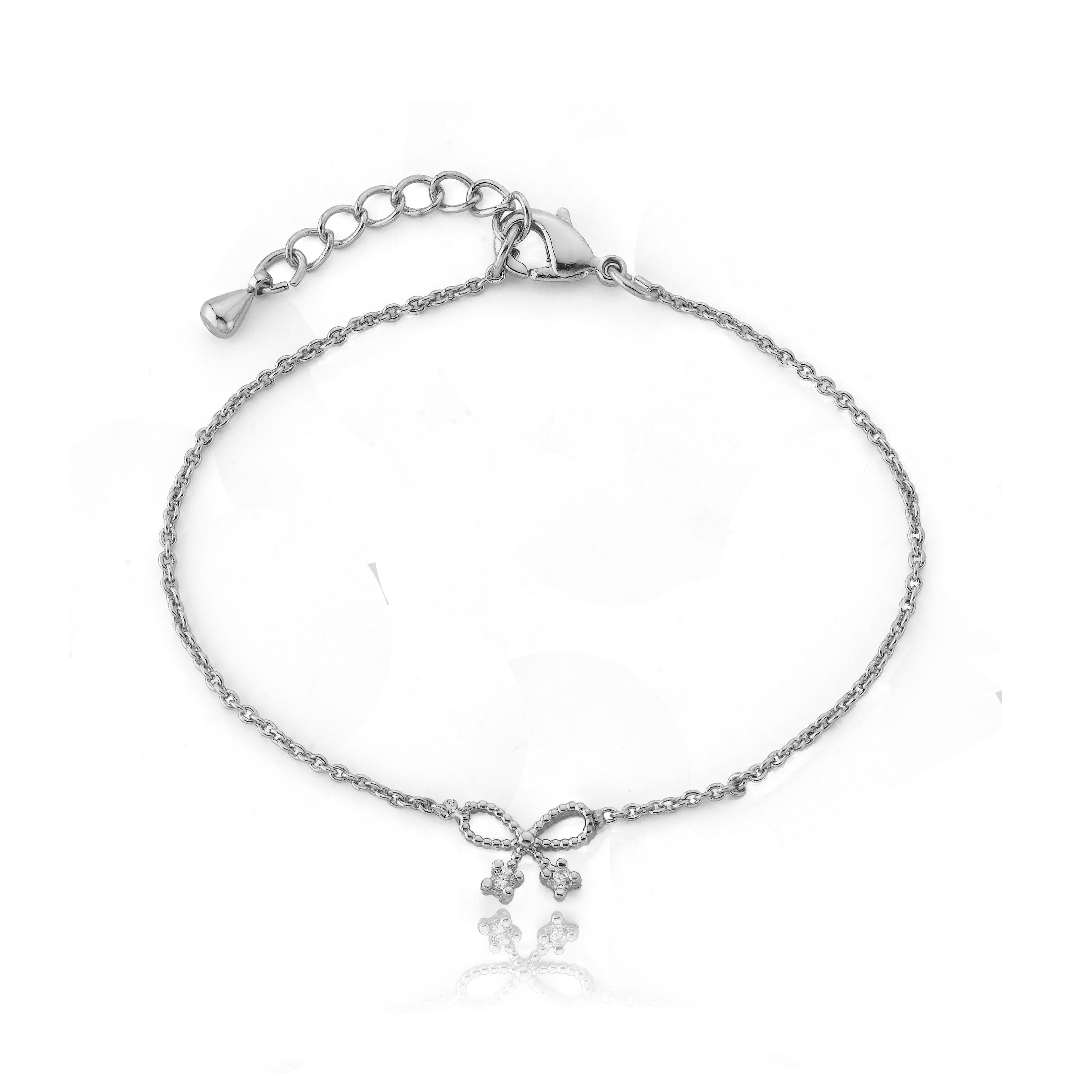 Sam K Rhodium Bow Bracelet