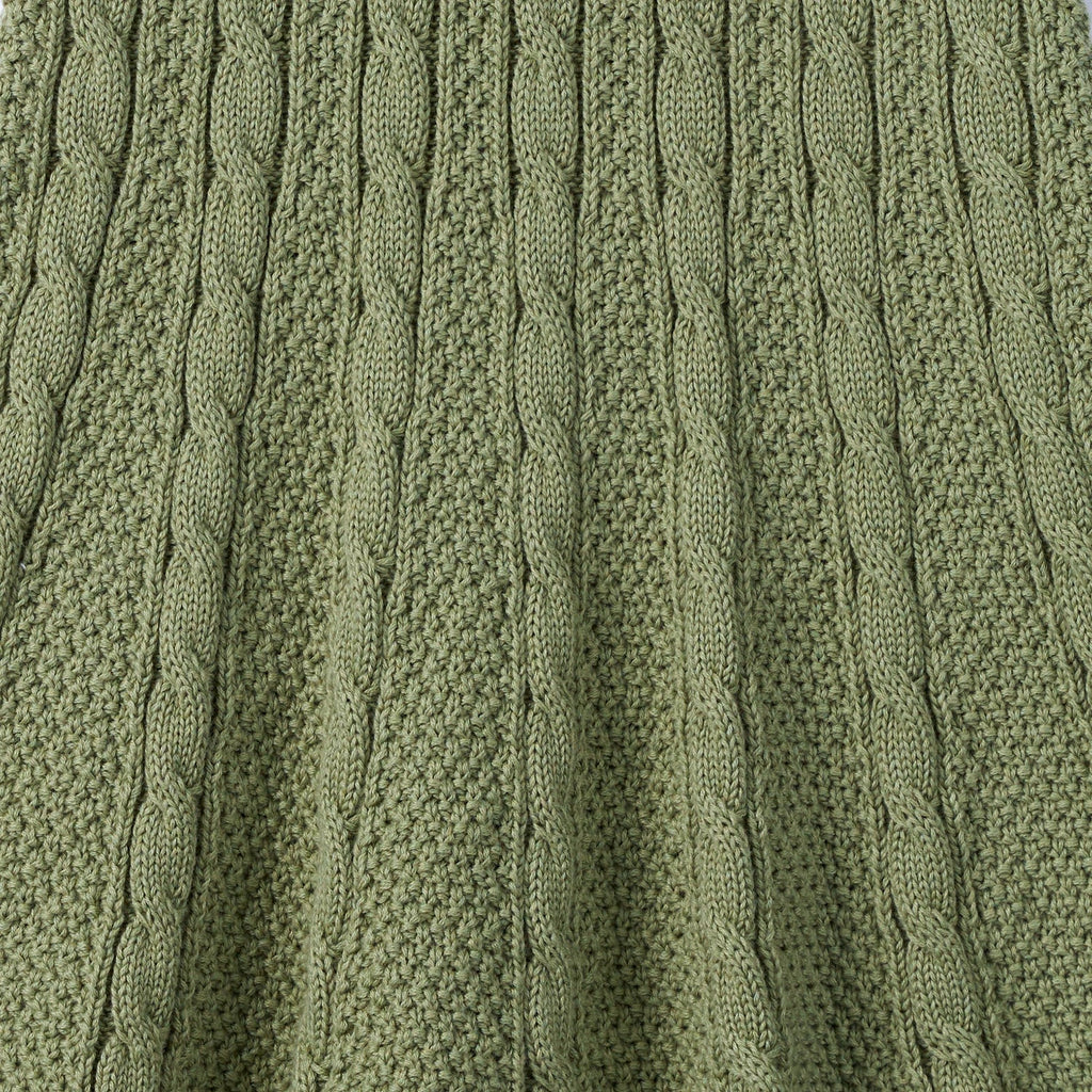 Cable Knit Polo Dress in Sage Green