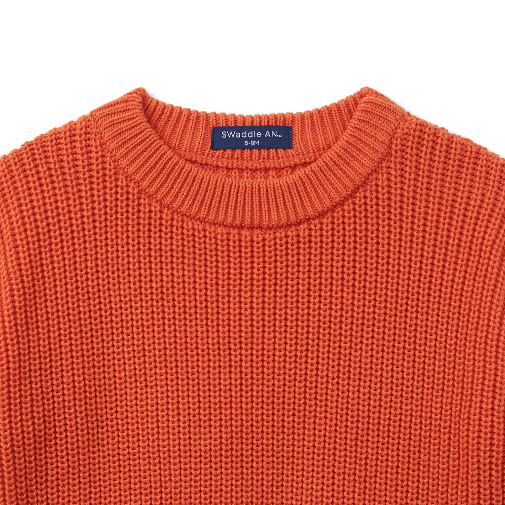 Classic Knit Baby Sweater in Orange Rust