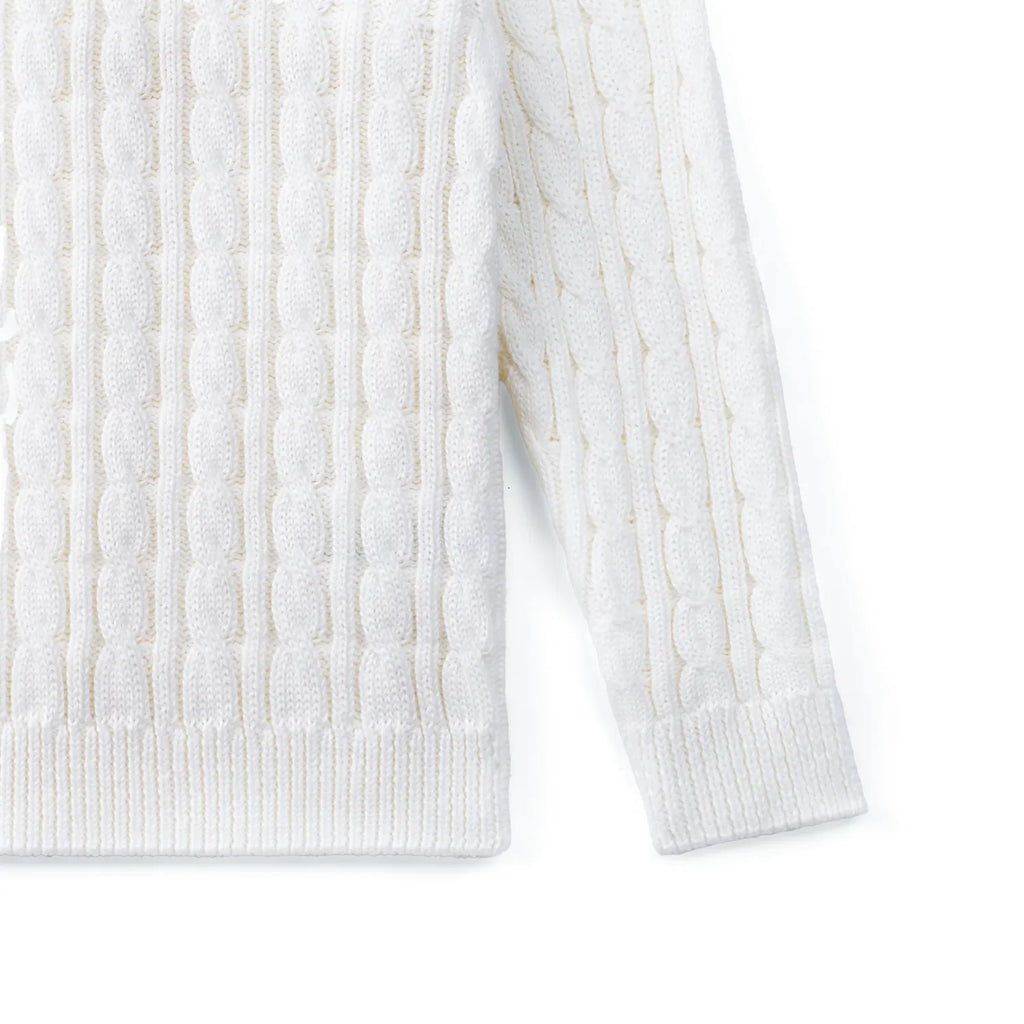 Classic Cable Knit Baby Sweater in White