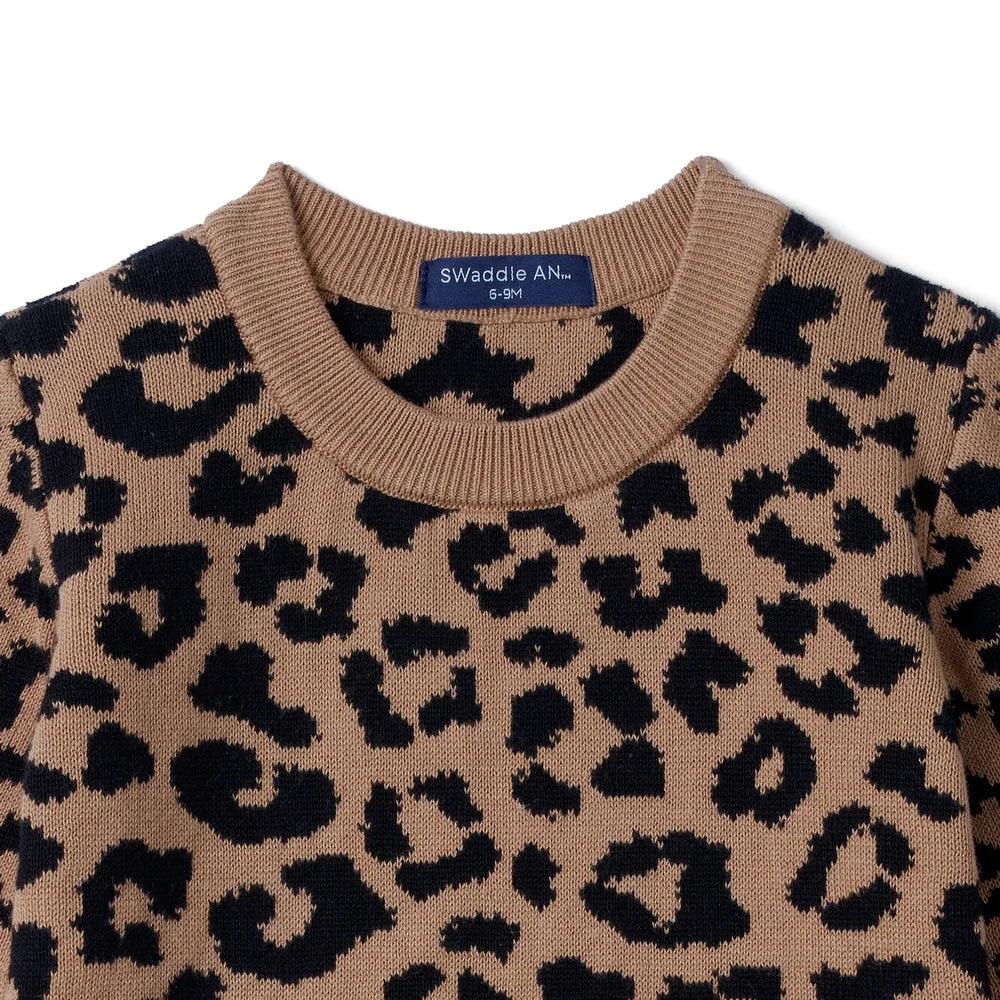 Leopard Baby Knit Ruffle Romper