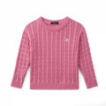 Classic Cable Knit Baby Sweater in Rose Pink