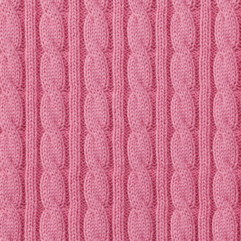 Classic Cable Knit Baby Sweater in Rose Pink
